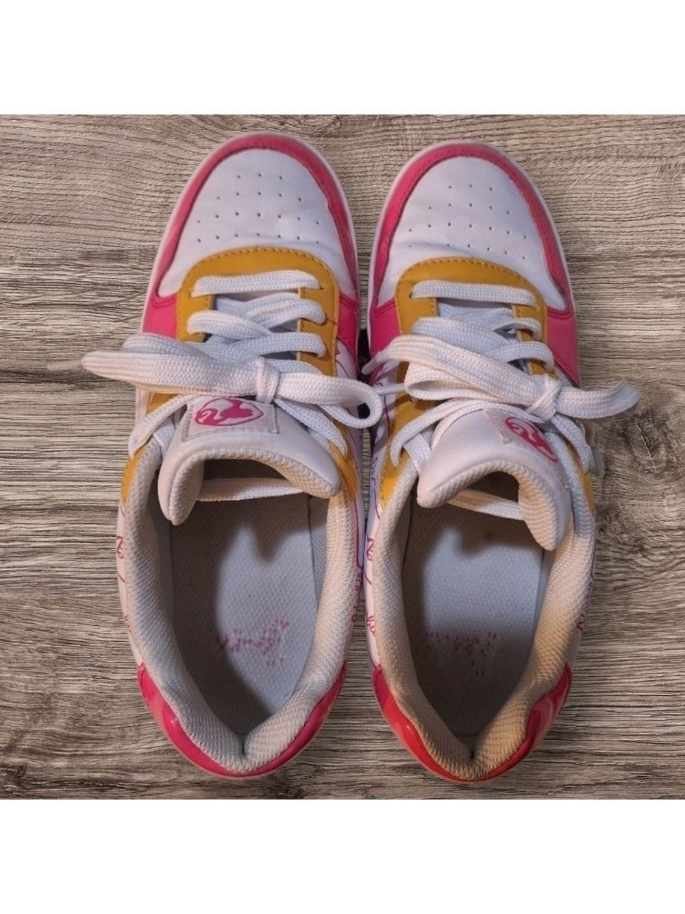 Barbie Pink Yellow White Sneakers Women's Size 8